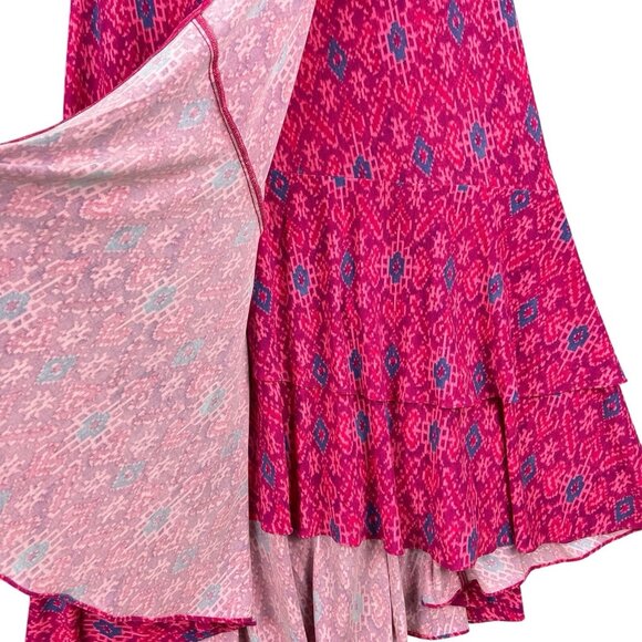 LAUREN Ralph Lauren Women Ruffle Dress Sz 10 Fuchsia Multi Geo High Low Hem NWT - Picture 5 of 14